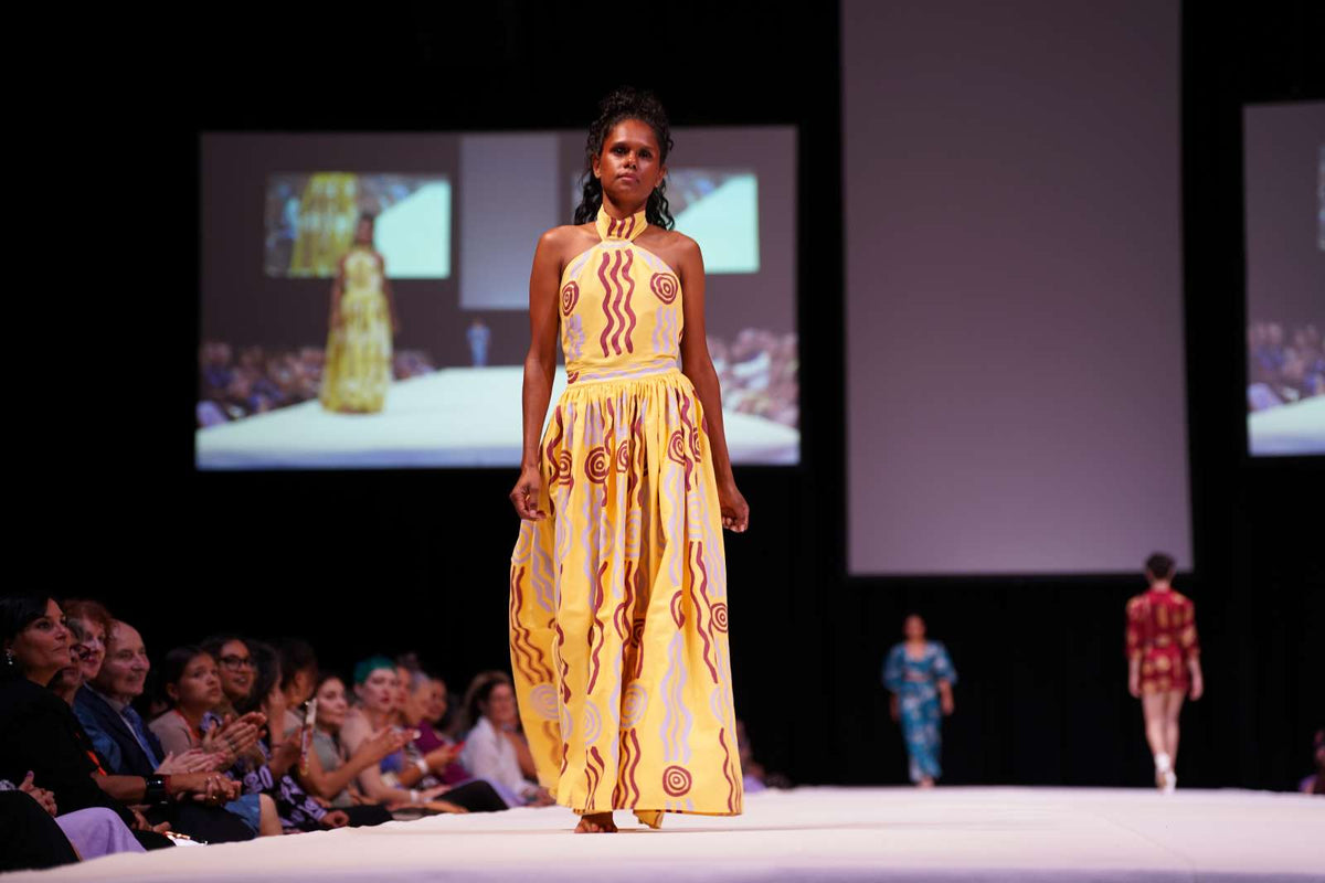 ‘lkuntji Collection’ by Ikuntji Artists, Country to Couture 2023, Photo by Dylan Buckee 38