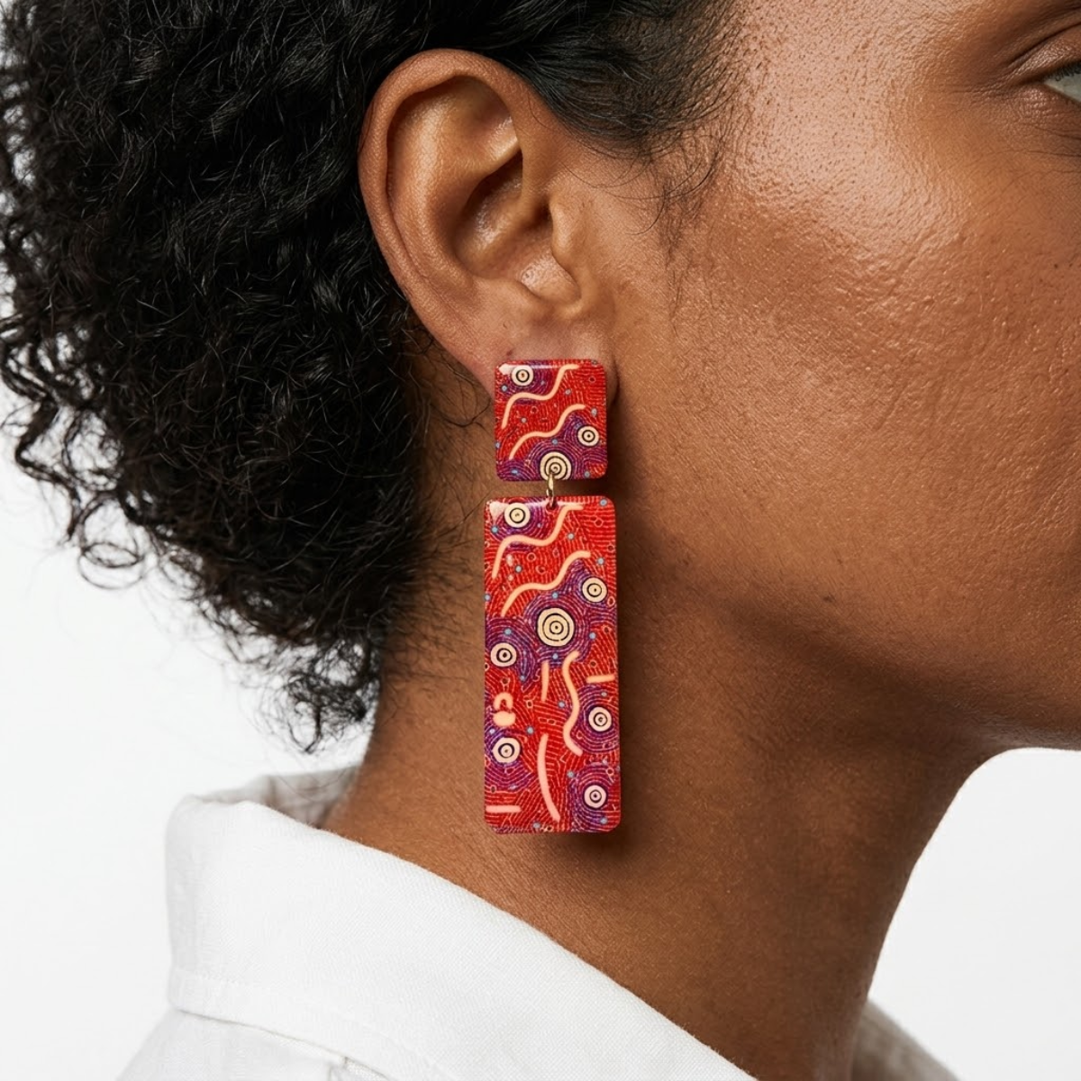 Warliyajarrayi Resin Earrings - X-Large Drop