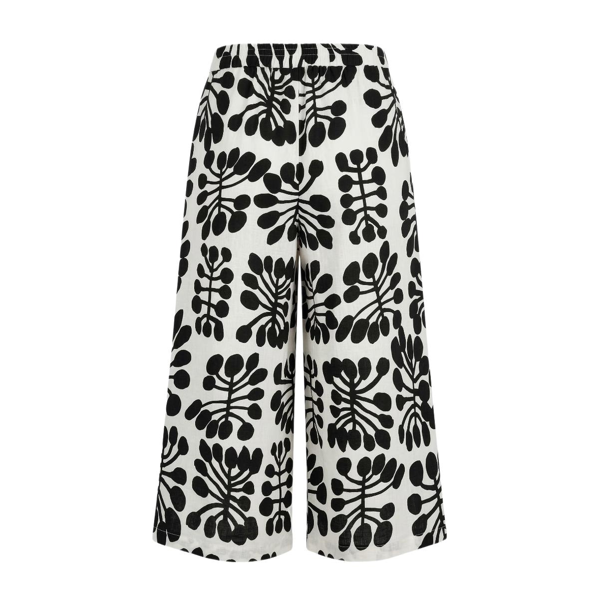 Watiya Tjuta - Palazzo Pants - Black on White (Tencel Linen)