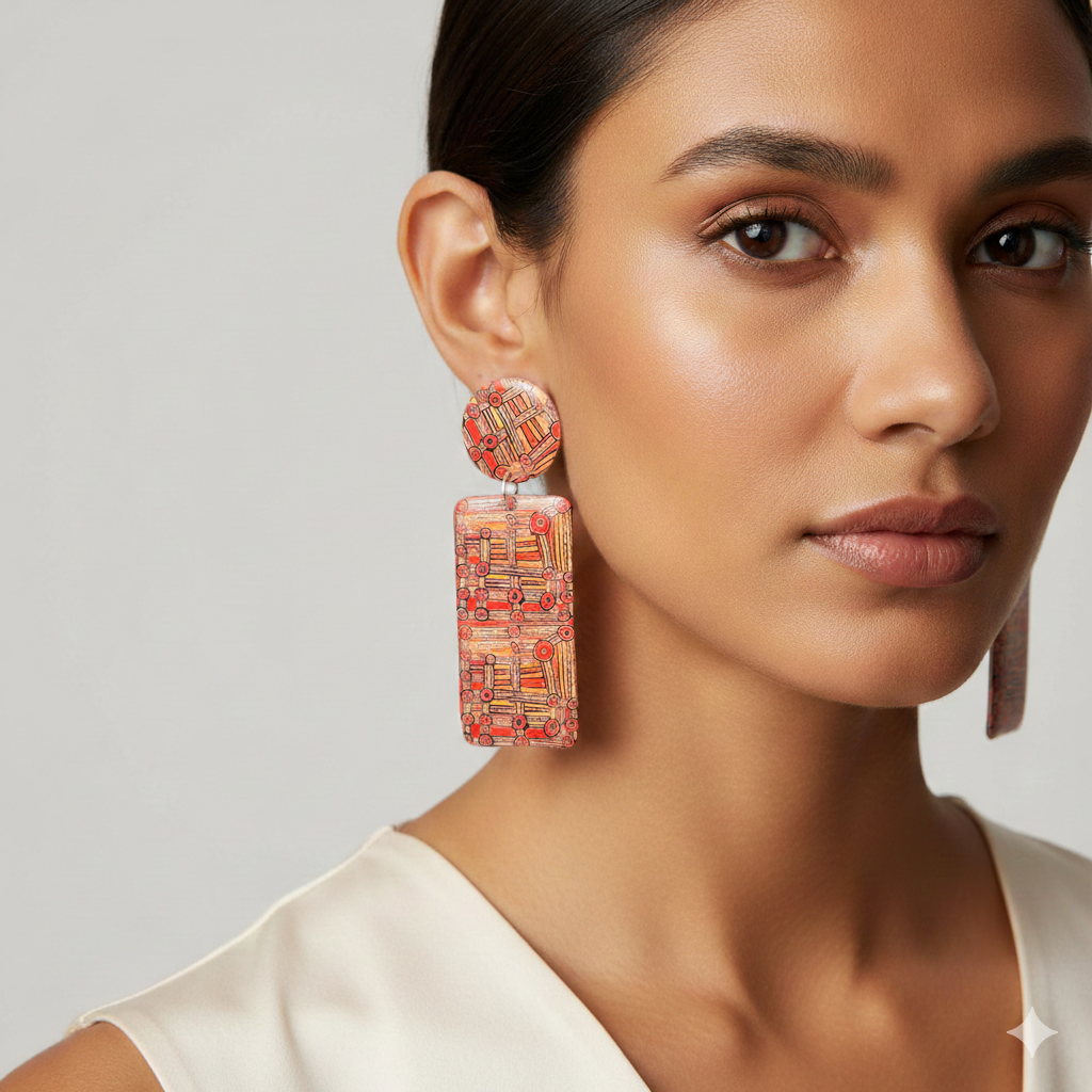My Father's Painting Resin Earrings - X-Large Drop