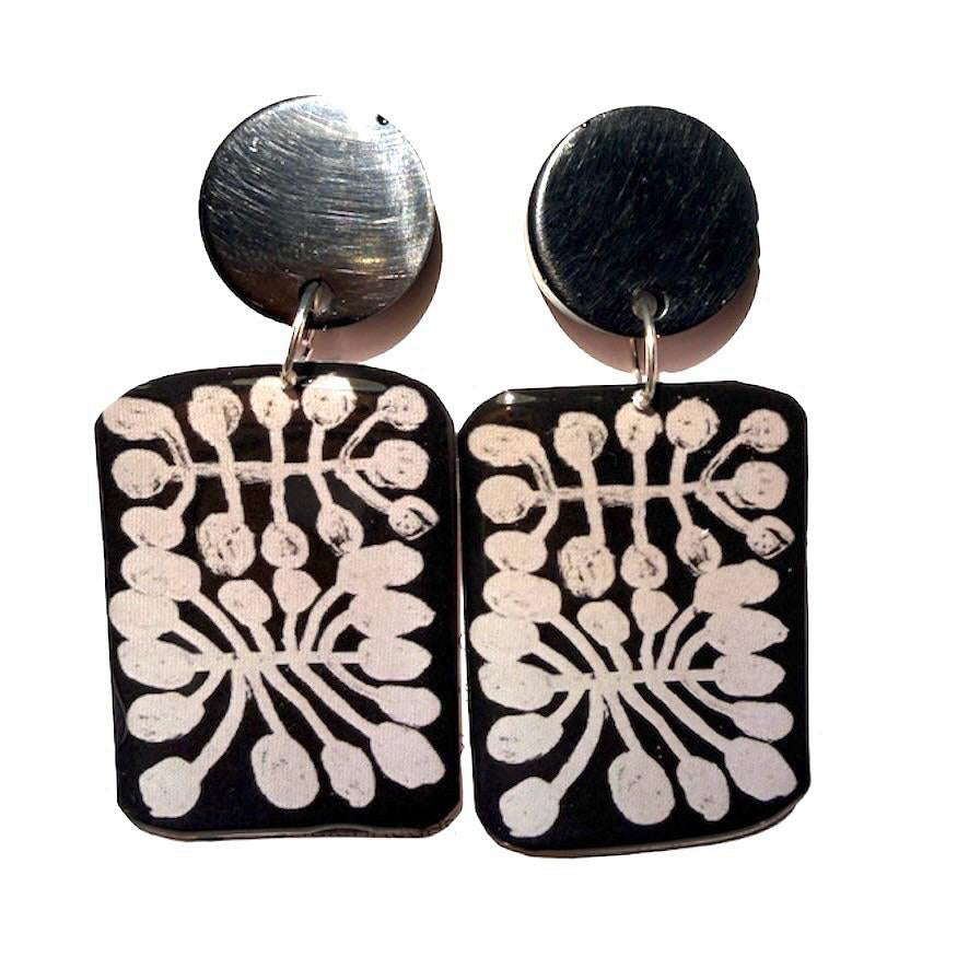 Watiya Tjuta Resin Earrings - Large Drop (Steel)