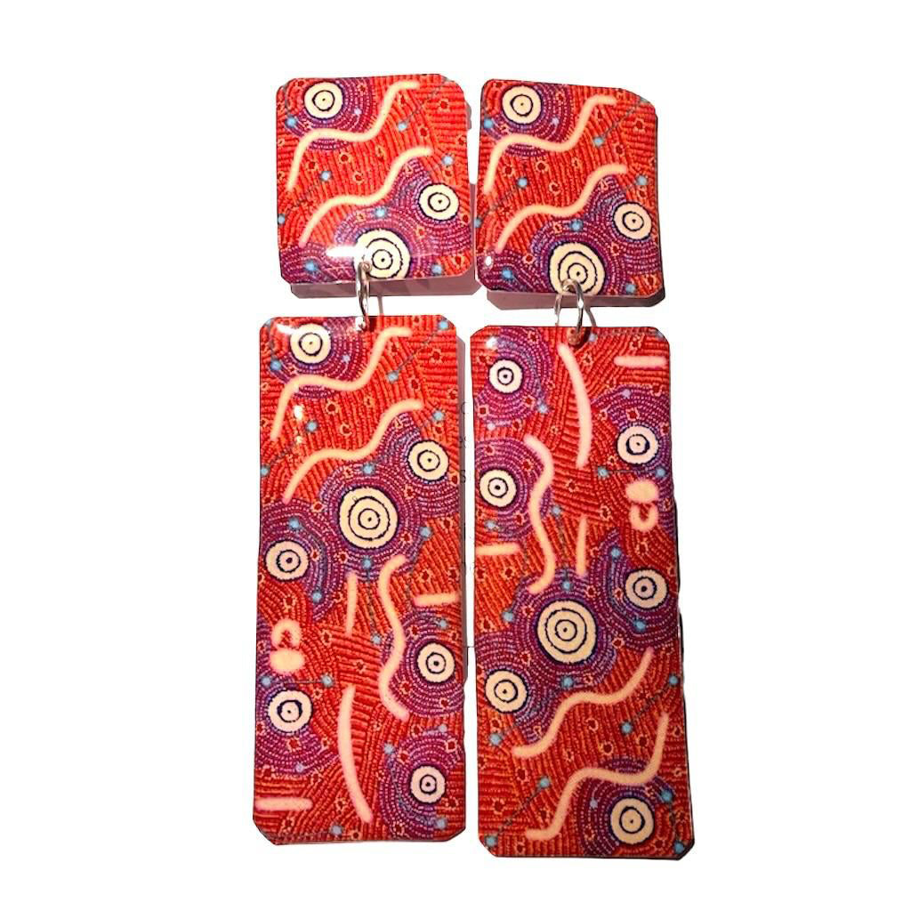 Warliyajarrayi Resin Earrings - X-Large Drop