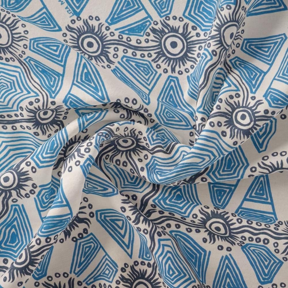 Tali at Kungkayunti Fabric – Blues on Hessian (Linen) 50cm 3