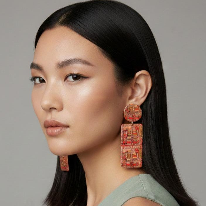My Father's Painting Resin Earrings - X-Large Drop