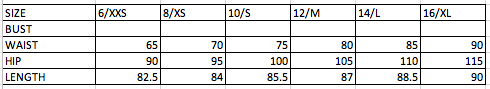 publishe marsha pants size chart