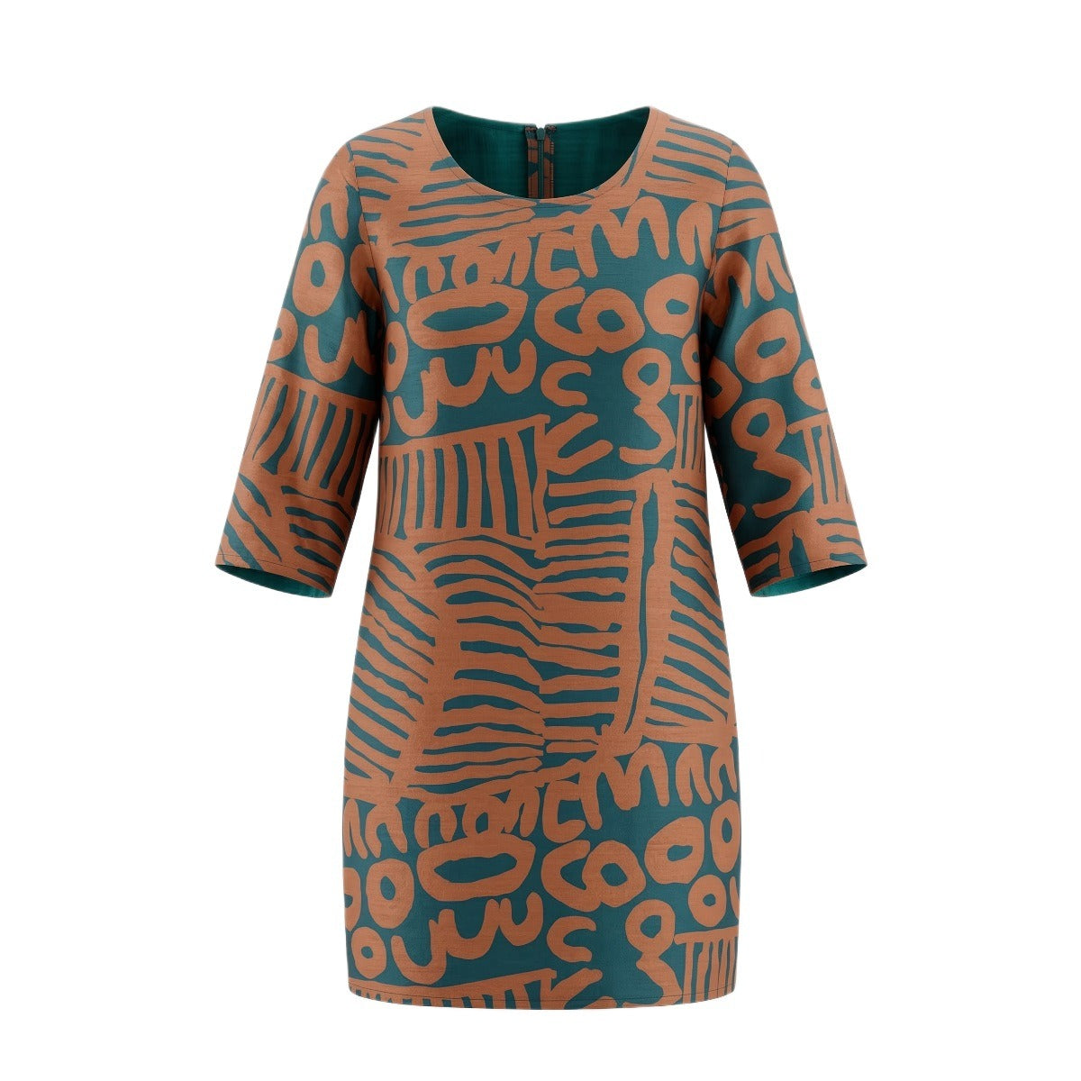 Women's Business - Shift Dress - Copper on Petrol (Silk)