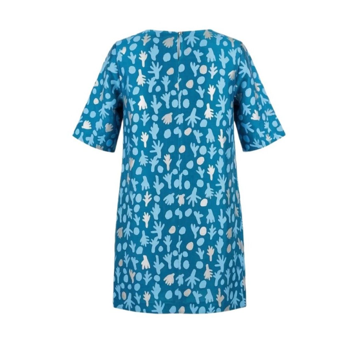 Trees at Talaalpi - Shift Dress - Silver and Light Blue on Peacock (Silk)