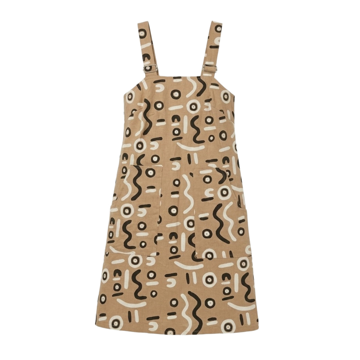 Wirliyajarrayi - Pinafore - Black and Cream on Camel (Cotton)