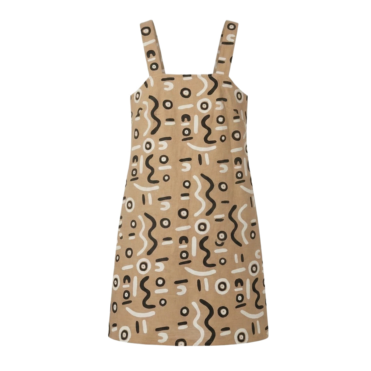 Wirliyajarrayi - Pinafore - Black and Cream on Camel (Cotton)
