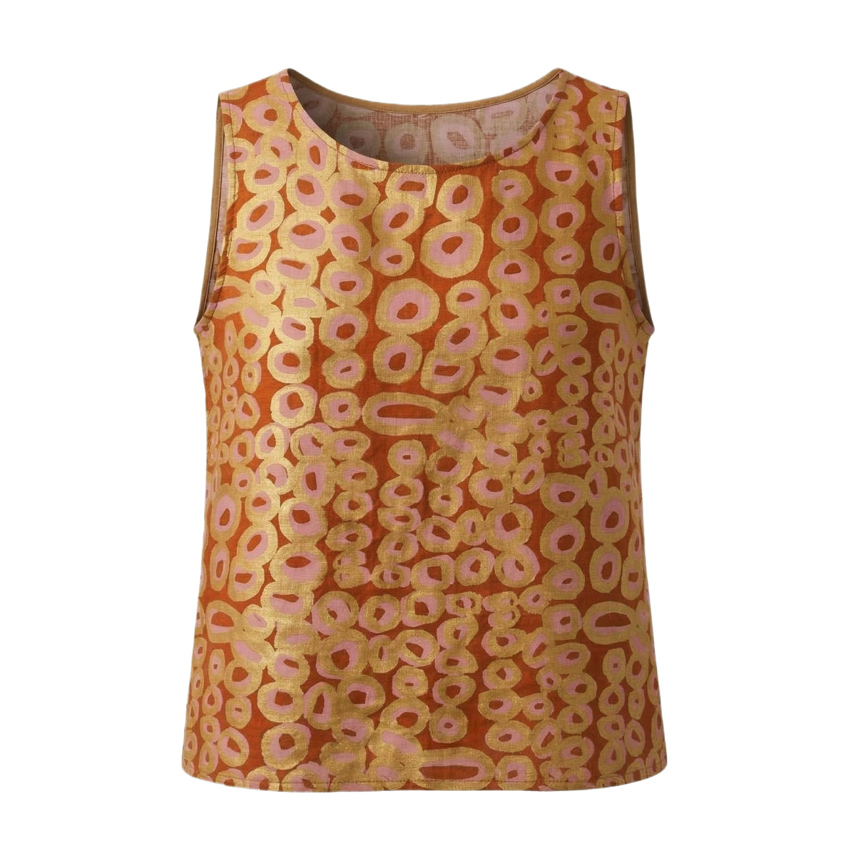 Rockholes - Shell Top - Pink and Gold on Burnt Orange (Silk)