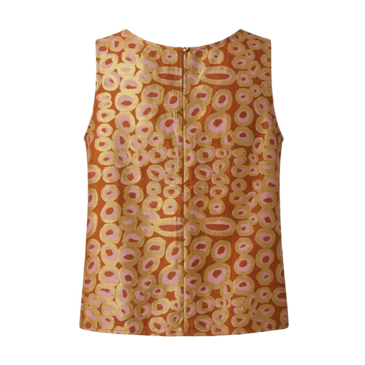 Rockholes - Shell Top - Pink and Gold on Burnt Orange (Silk)