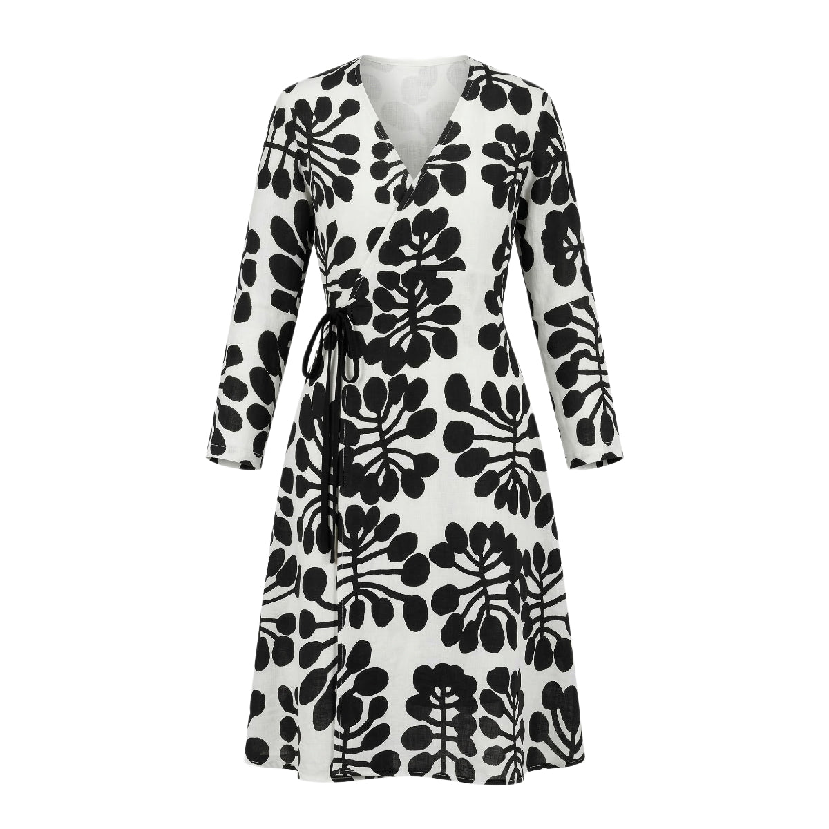 Watiya Tjuta - Wrap Dress - Black on White (Linen)