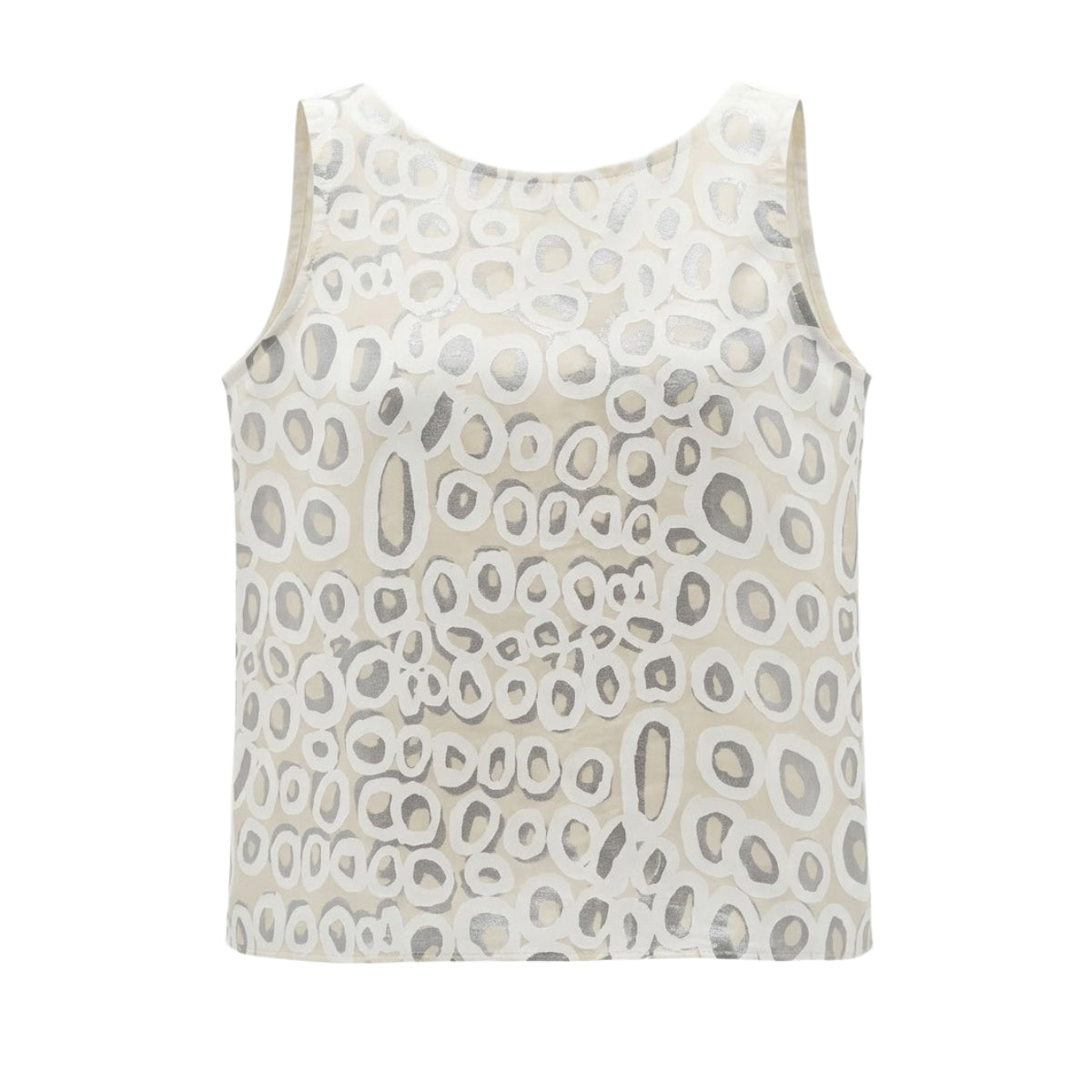 Rockholes - Shell Top - White and Silver on Ivory (Silk)